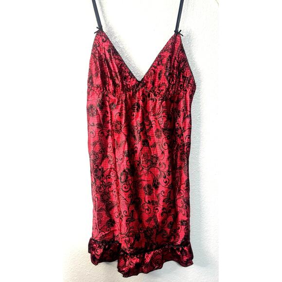Seductive Red Black Lingerie Set Medium Nighty Chemise boudoir Fairy Sexy Robe - Picture 9 of 12
